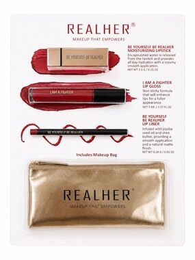 REALHER COSMETICS 3PC SET WITH MAKEUP BAG - BRAND NEW